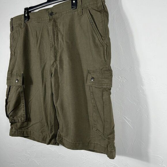 🔥🔥 CARHARTT Army Green Cargo Shorts Relaxed Fit Men Size 42 - PERFECT - Picture 2 of 8